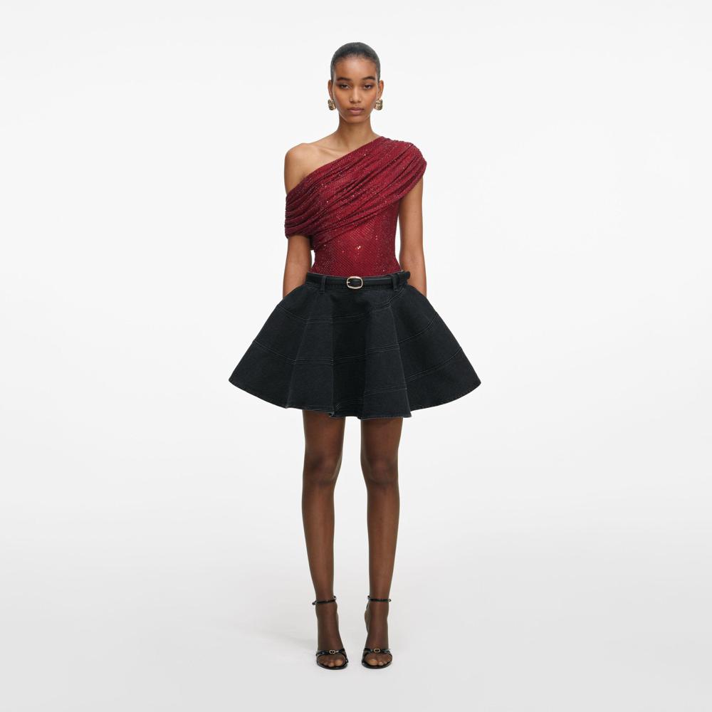 SP VIP PRICE Burgundy Rhinestone Drape Top