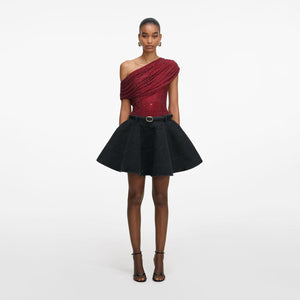 SP VIP PRICE Burgundy Rhinestone Drape Top