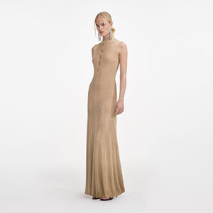 SP VIP PRICE Gold Lurex Knit Maxi Dress