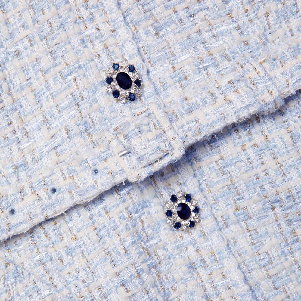 SELF PORTRAIT SS25 VIP PRICE Blue Boucle Sleeveless Mini Dress