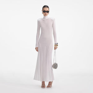 SELF PORTRAIT SS24 White Viscose Knit Maxi Dress