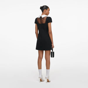 SP VIP PRICE Black Crepe Bow Collar Mini Dress