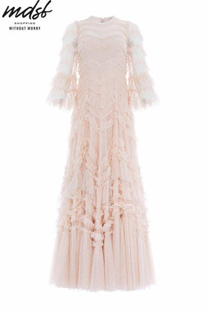 Needle & Thread PO and SALE Elia Long Sleeve Gown - beige
