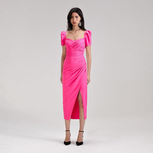 SELF PORTRAIT BLACK FRIDAY SALE Bright Pink Iris Midi Dress