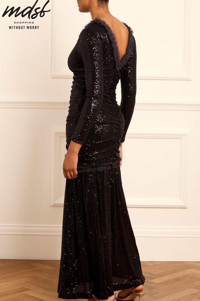 Needle & Thread CHRISTMAS SALE Starlight Long Sleeve Gown - black