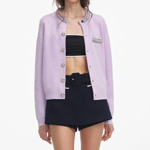 SP VIP PRICE Lilac Crystal Trim Cardigan