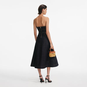 SP VIP PRICE Indigo Denim Bandeau Midi Dress