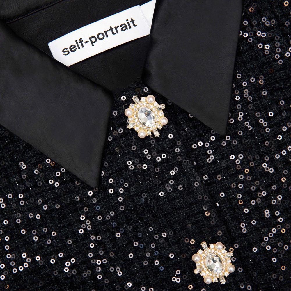 SP VIP PRICE Black Sequin Boucle Satin Maxi Dress