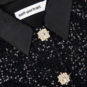 SP VIP PRICE Black Sequin Boucle Satin Maxi Dress