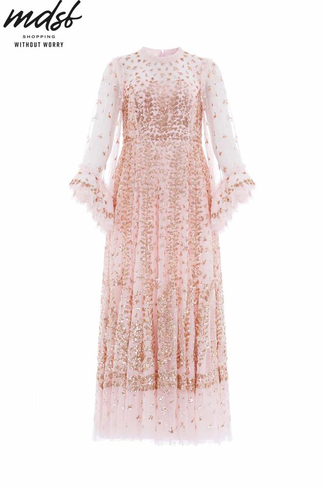 Needle & Thread CHRISTMAS SALE Fern Ankle Gown - pink