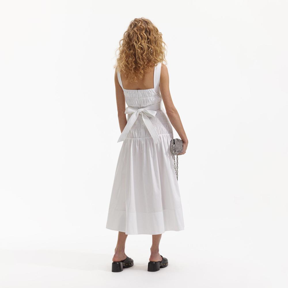 SELF PORTRAIT BLACK FRIDAY SALE White Cotton Sweetheart Midi Dress