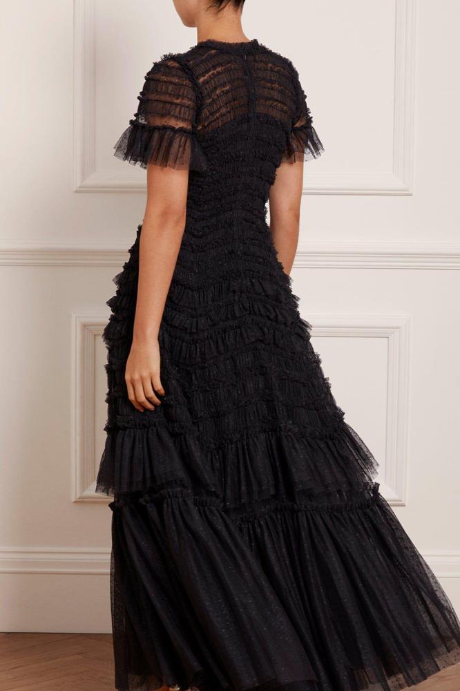 Needle & Thread SPRING/SUMMER Valentine Ruffle Gown - black