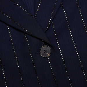 SELF PORTRAIT SS25 VIP PRICE Navy Rhinestone Pinstripe Blazer