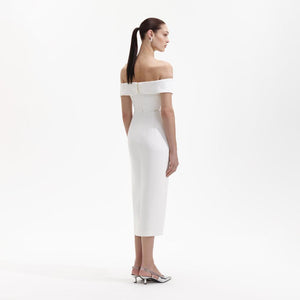 SELF PORTRAIT BLACK FRIDAY SALE White Crepe Bow Midi Dress