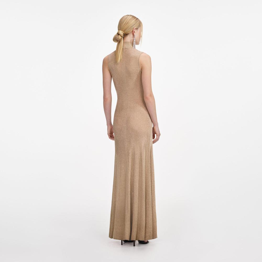 SP VIP PRICE Gold Lurex Knit Maxi Dress