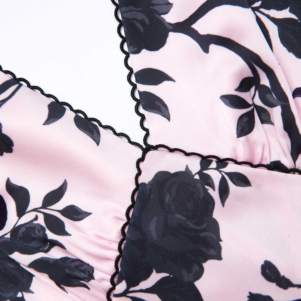 SP VIP PRICE Pink Satin Floral Midi Dress