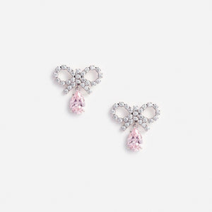 SP VIP PRICE Micro Bow Pink Droplet Earrings