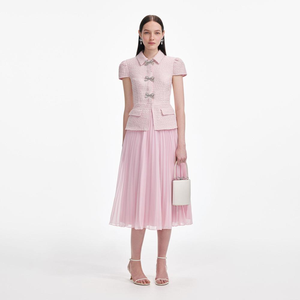 SP VIP PRICE Pink Boucle Midi Dress