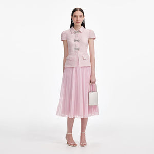 SP VIP PRICE Pink Boucle Midi Dress