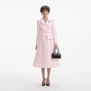 SELF PORTRAIT SS24 Pink Tailored Taffeta Midi Dress