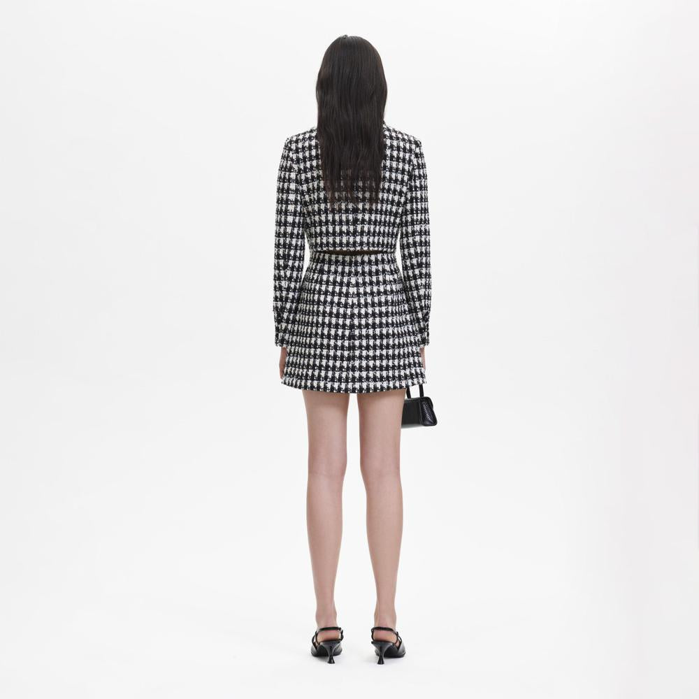 SELF PORTRAIT BLACK FRIDAY SALE Black Check Boucle Tailored Mini Dress