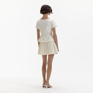 SELF PORTRAIT BLACK FRIDAY SALE Cream Boucle Pleated Mini Dress