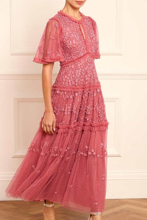 Needle & Thread CYBER SALE Autumn Lace Ankle Gown - pink