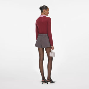 SP VIP PRICE Burgundy Pink Contrast Collar Knit Top