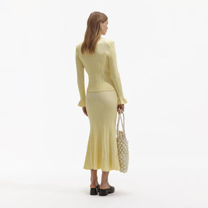 SELF PORTRAIT BLACK FRIDAY SALE Yellow Ribbed Viscose Knit Skirt