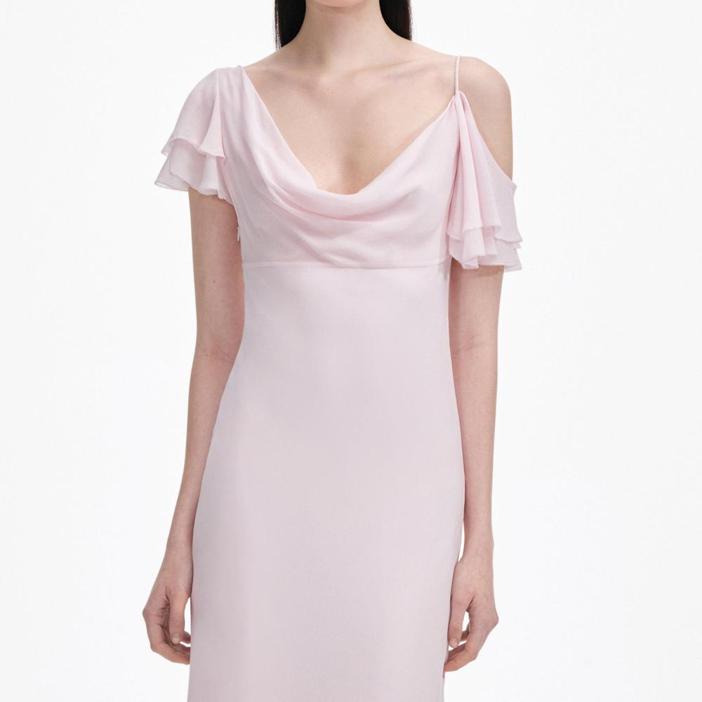 SP VIP PRICE Pink Georgette Frill Midi Dress