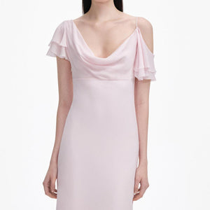 SP VIP PRICE Pink Georgette Frill Midi Dress