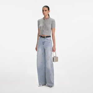 SP VIP PRICE Grey Embellished Trim Knit Top