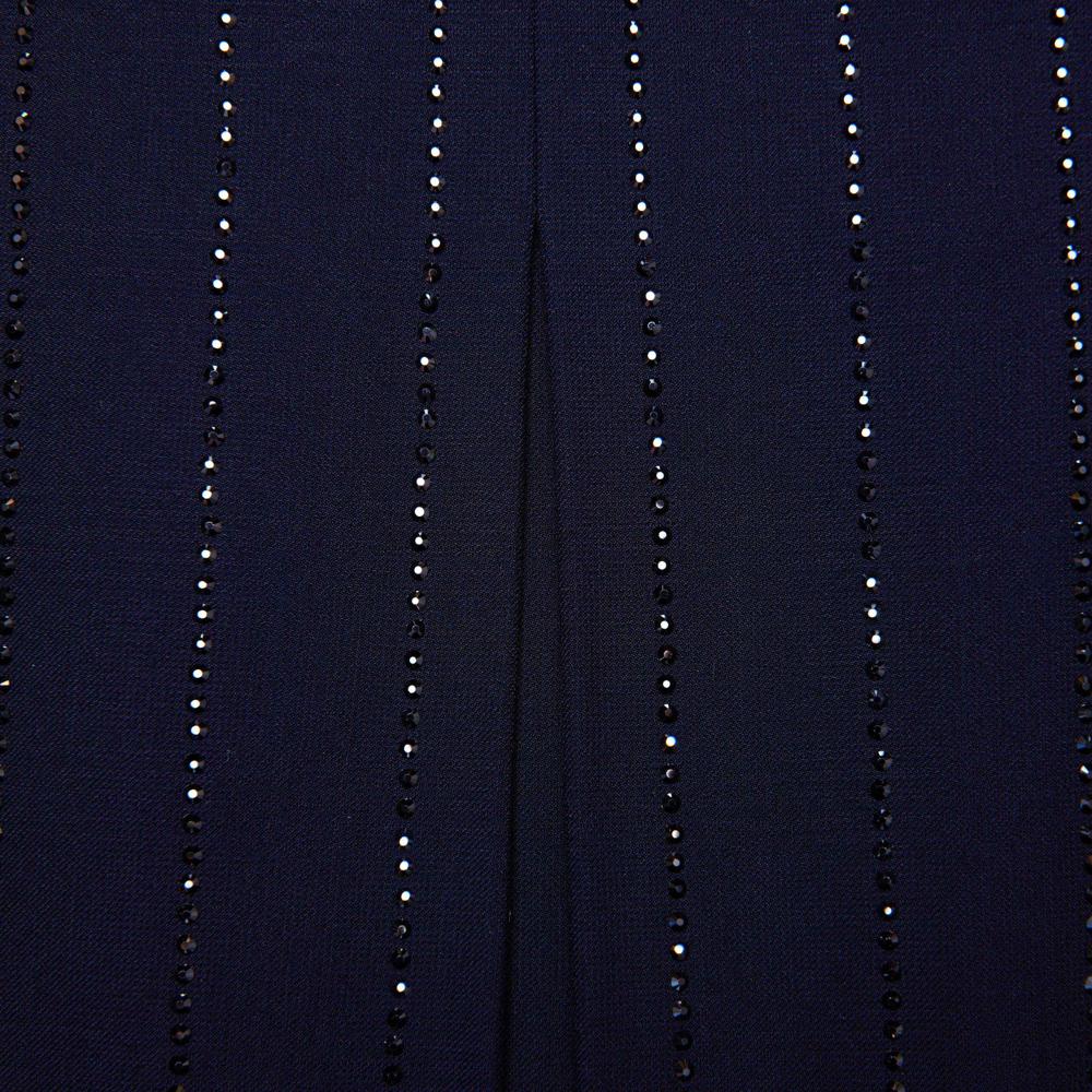 SELF PORTRAIT SS25 VIP PRICE Navy Rhinestone Pinstripe Mini Skirt