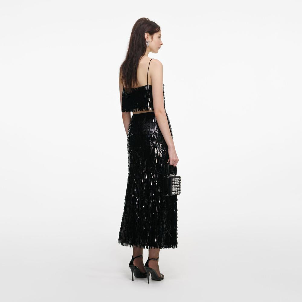 SP VIP PRICE Black Sequin Midi Skirt