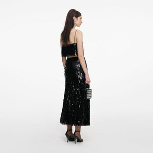 SP VIP PRICE Black Sequin Midi Skirt