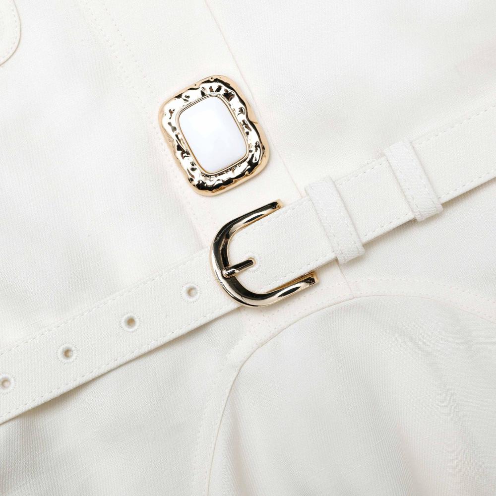 SP VIP PRICE Cream Linen Mini Dress