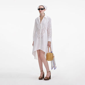 SP VIP PRICE White Cotton Embroidered Shirt Dress