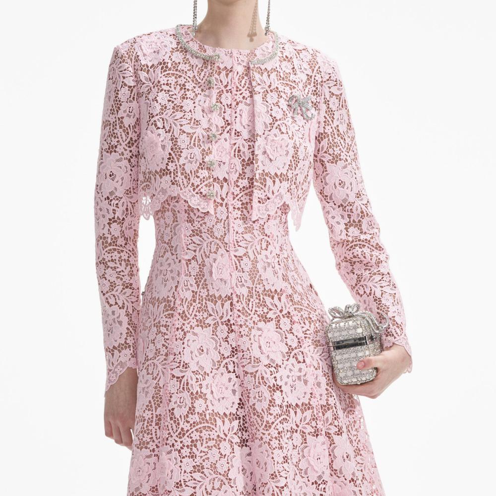 SELF PORTRAIT SS24 Pink Flower Lace Jacket