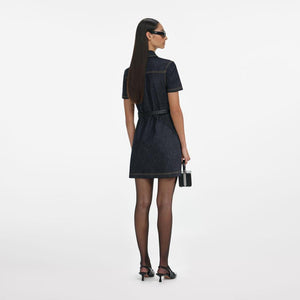 SP VIP PRICE Indigo Denim Crystal Trim Mini Dress