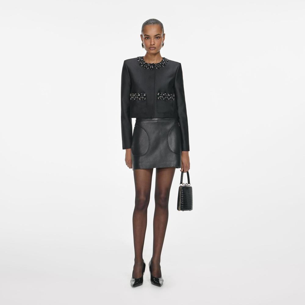SP VIP PRICE Black Leather Mini Skirt