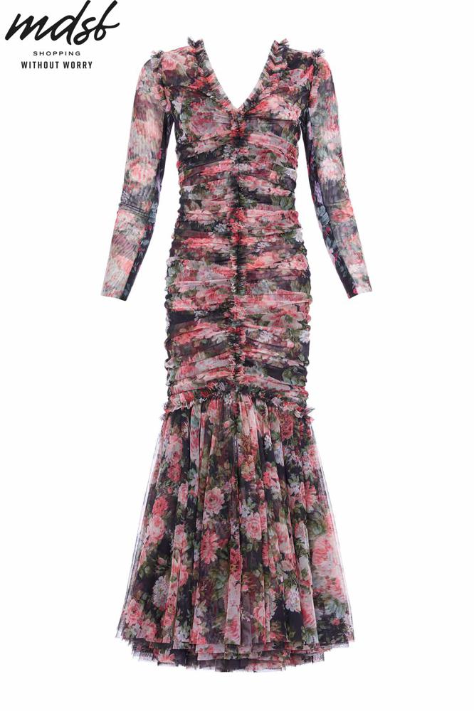 Needle & Thread PO and SALE Midnight Dance Long Sleeve Ankle Gown - black