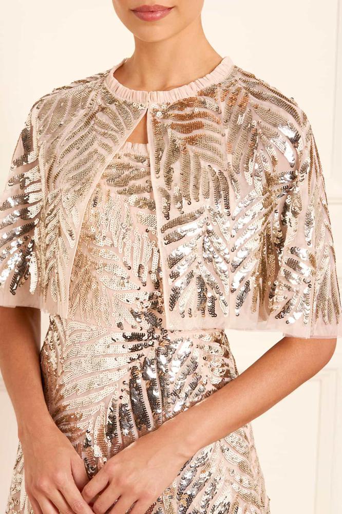 Needle & Thread CYBER SALE Feather Sequin Short Open Cape