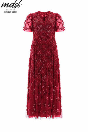 Needle & Thread CHRISTMAS SALE Garden Lattice Ankle Gown - red