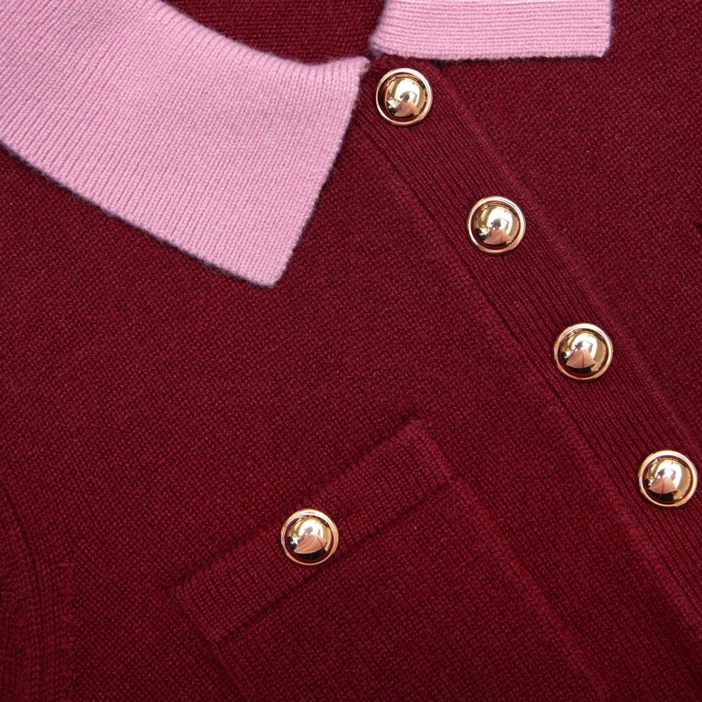 SP VIP PRICE Burgundy Pink Contrast Collar Knit Top