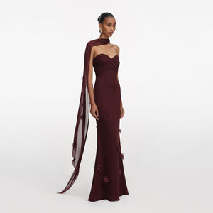 SP VIP PRICE Brown Georgette Flower Maxi Dress