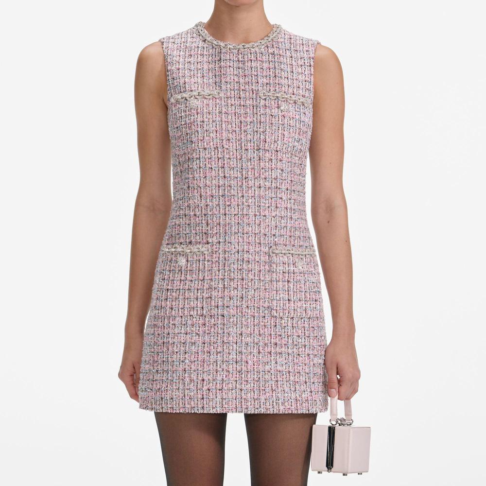 SP VIP PRICE Pink Boucle Sleeveless Mini Dress