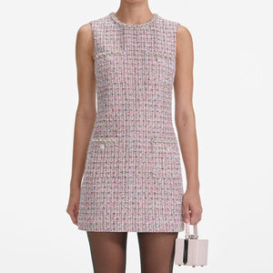 SP VIP PRICE Pink Boucle Sleeveless Mini Dress