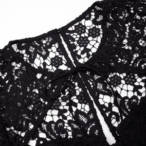 SELF PORTRAIT BLACK FRIDAY SALE Black Lace Tie Neck Crop Top