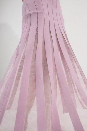 Karen Millen UK SALE Viscose Blend Filament Full Skirt Knit Midi Dress - dusty pink