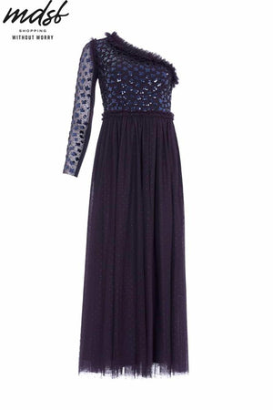 Needle & Thread SUMMER SALE Glisten Bodice One-Shoulder Ankle Gown - blue